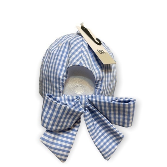 BP GINGHAM BOW CAP IN Baby BlueWHITE NWT NORDSTROM One Size - Picture 6 of 6